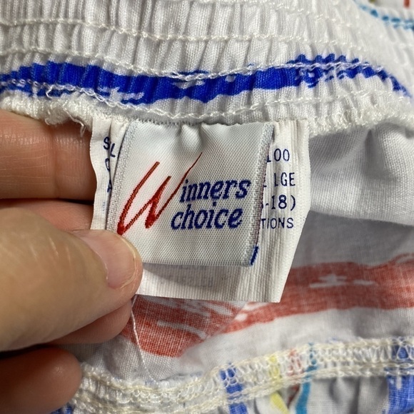 Vintage Winners Choice Red White Blue Striped Wide Leg Capri Pants Large 80s - Picture 3 of 7